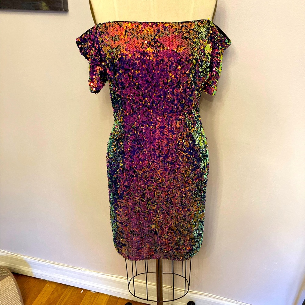 Forever 21 Rainbow Iridescent Sequin Dress sz 3x